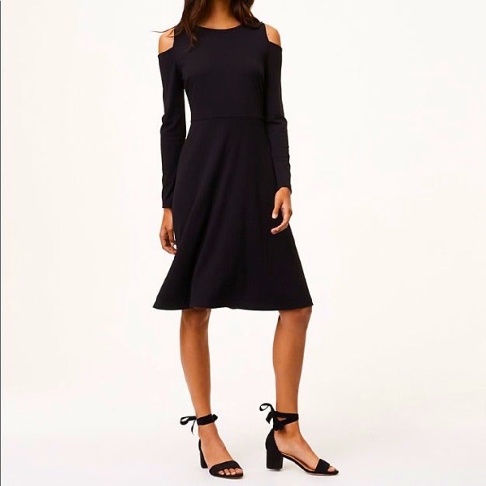 LOFT Cold Shoulder Black Dress